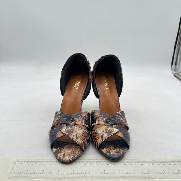 Pazzion Floral Print Open Toe High Heel D'Orsay Pumps Slip On Two Pieces Sandal - Picture 2 of 7